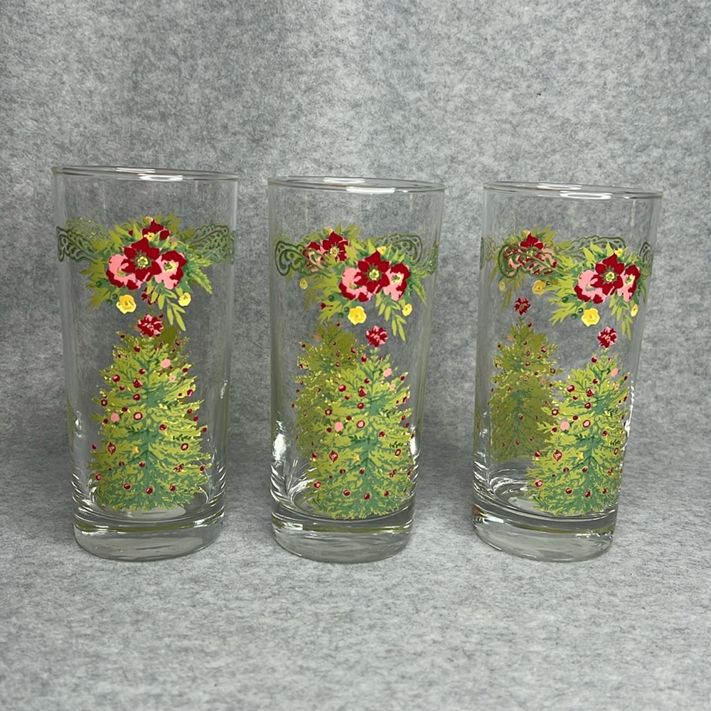 Pioneer Woman Holiday Cheer 16 Ounce Cooler Glasses Set of 3 Christmas Tree NWT